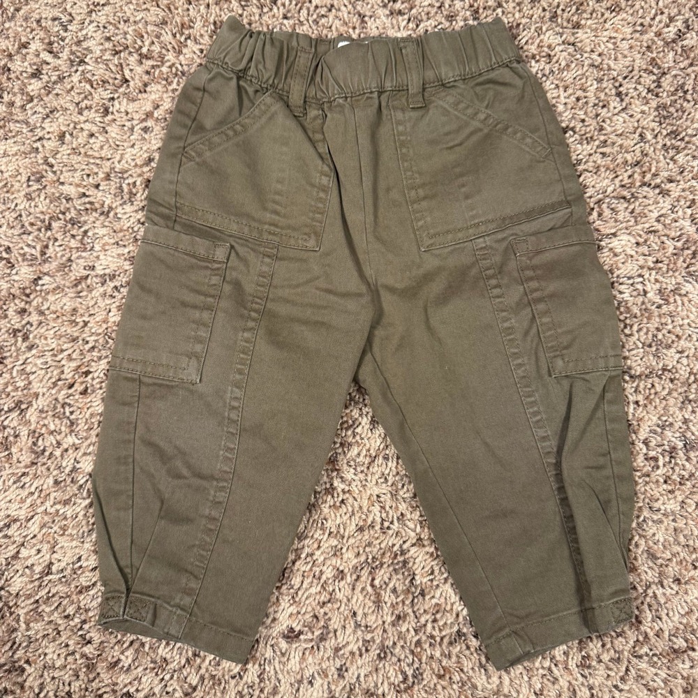Banana Republic Baby Twill Balloon Cargo Pants Heritage Olive Green 12-18 Months